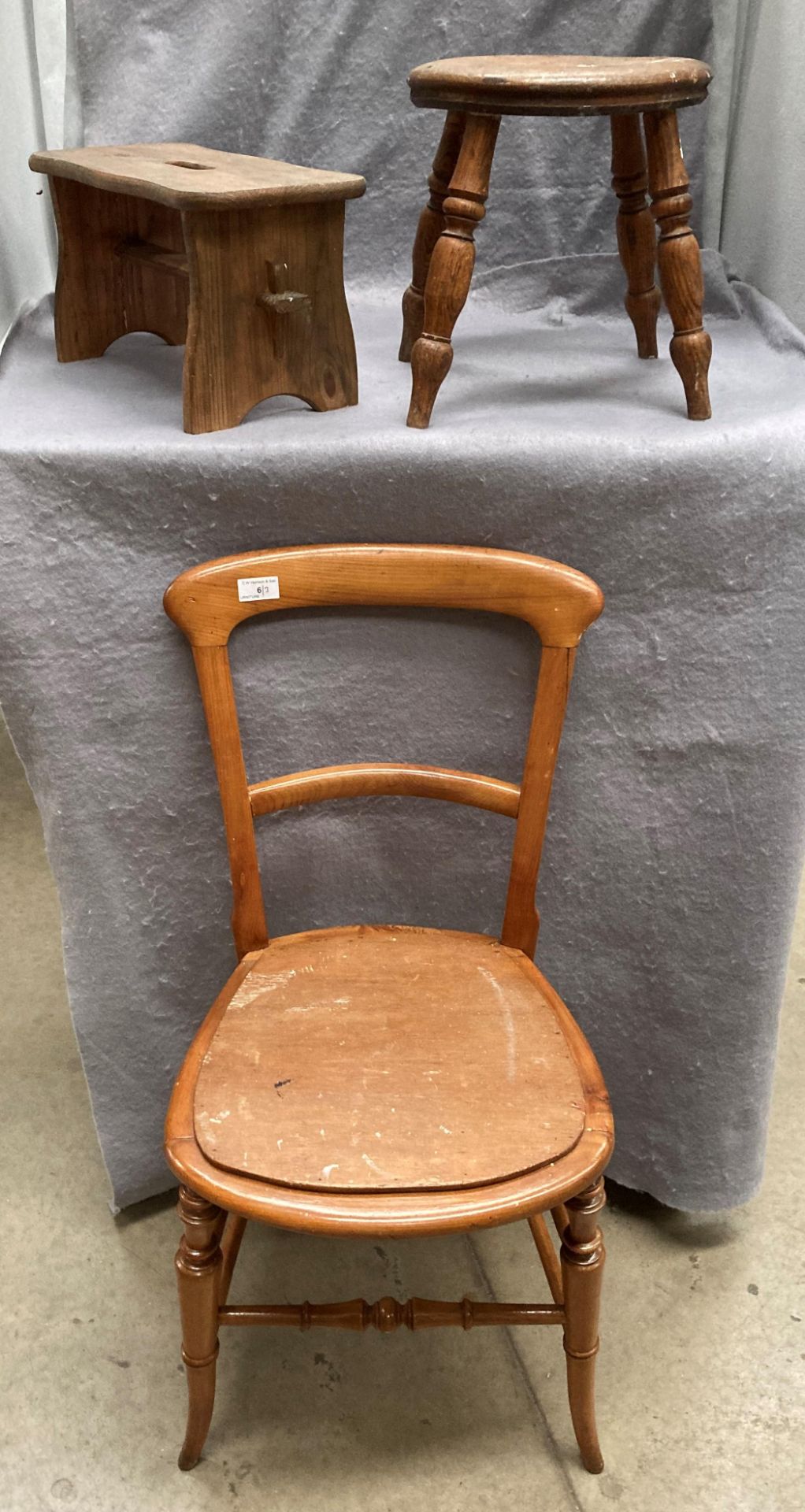 Bedroom chair and two stools