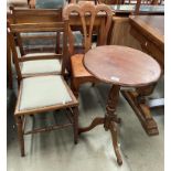 A stained mahogany circular top tripod table 44cm dia,