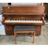 A Bentley 86346 iron framed upright piano in walnut Art Deco style case 134cm together with a