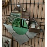 Deco style wall mirror in the shape of a four leaf clover 82cm max x 78cm max and a gilt framed