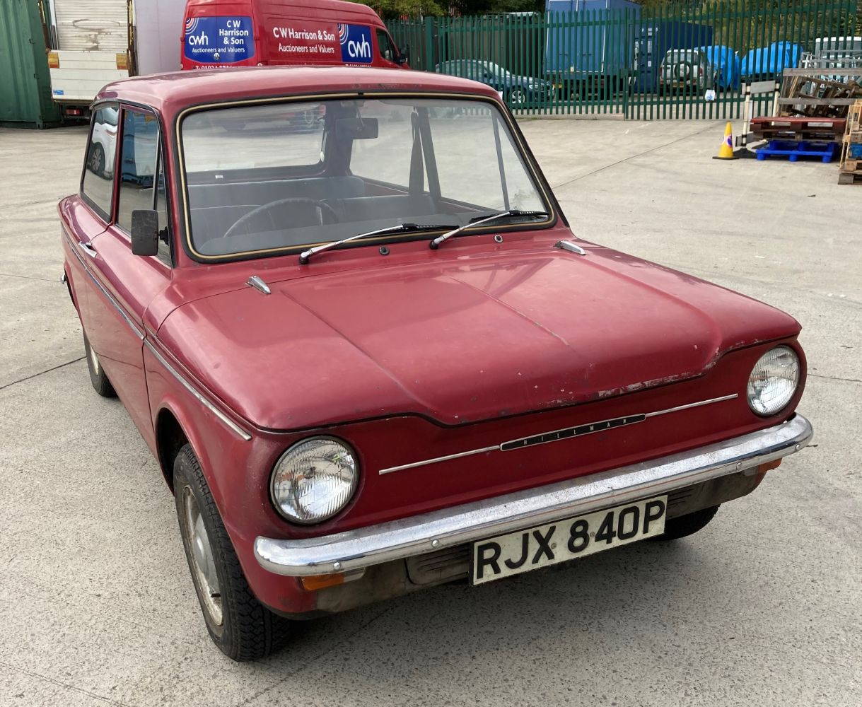 Hillman Imp and Imp Spares, David Brown Tractor, Baler and Cars