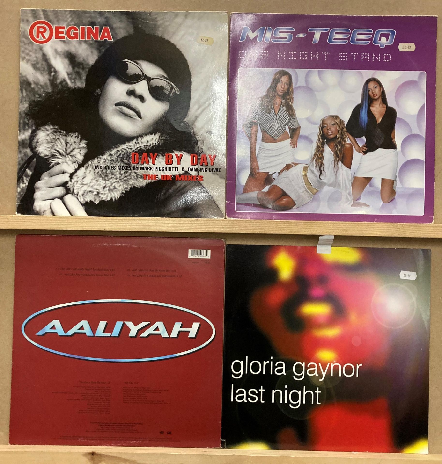 4 X 12” Vinyl - 1 X Gloria Gaynor Last Night, 1 X Aaliyah Hot Like Fire,