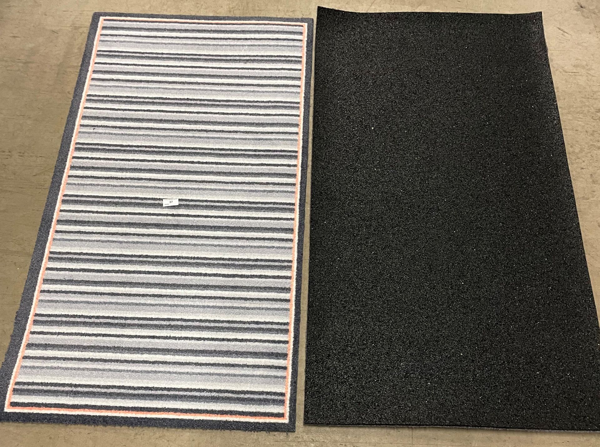 8 x grey striped pink edged rubber backed mats - 65 x 120cm