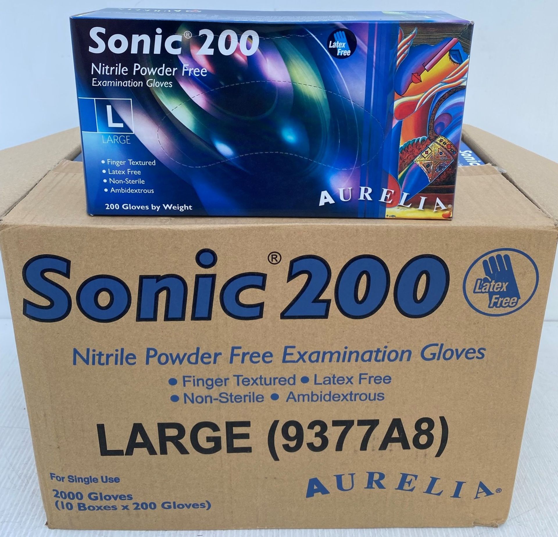 10 x boxes of 200 x Aurelia Sonic 200 Nitrile Powder Free Examination Gloves - Size Large - Expiry