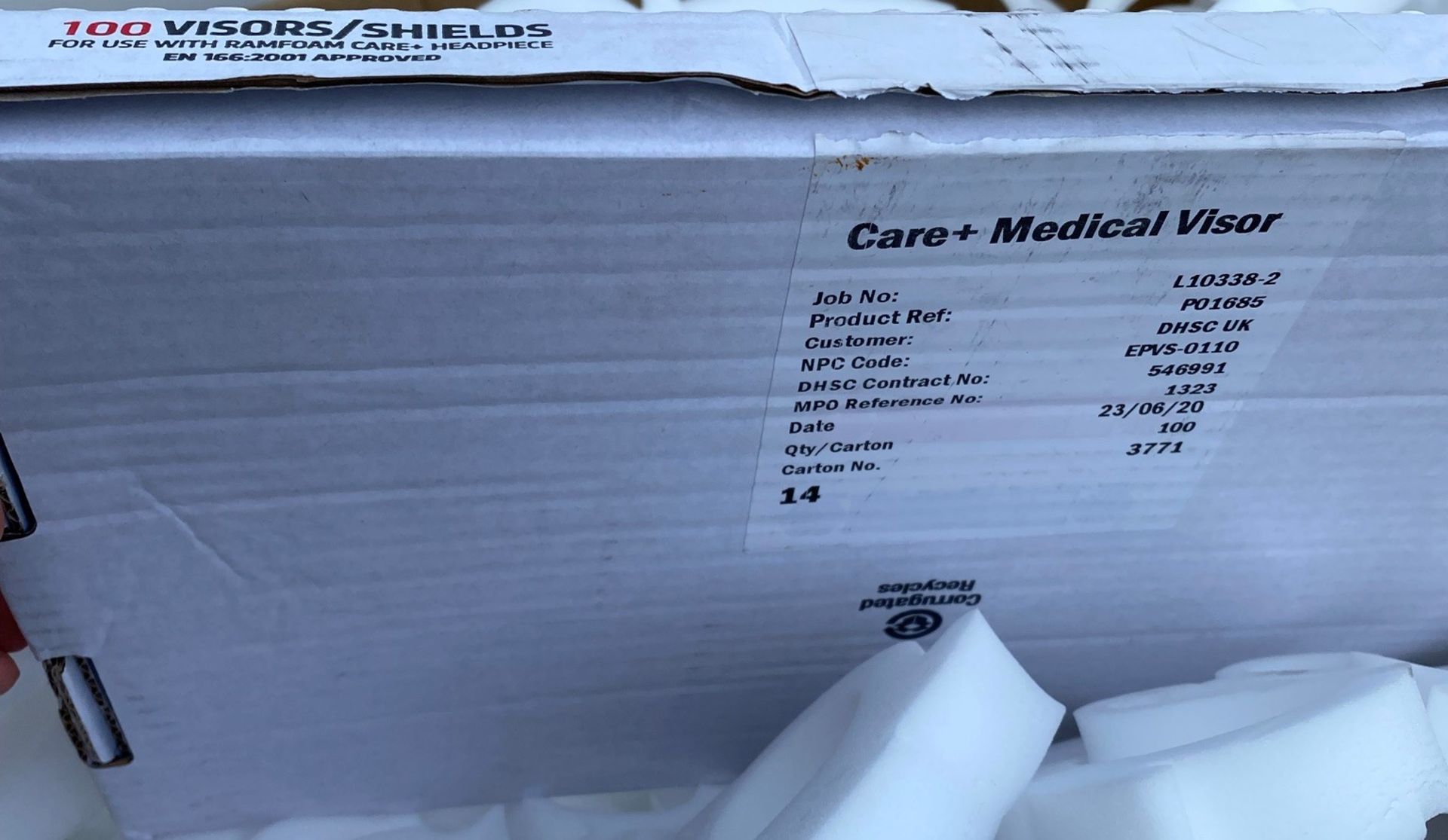 Contents to box 100 x Ramfoam Care+ Medical Visors - Product ref. - Image 4 of 4