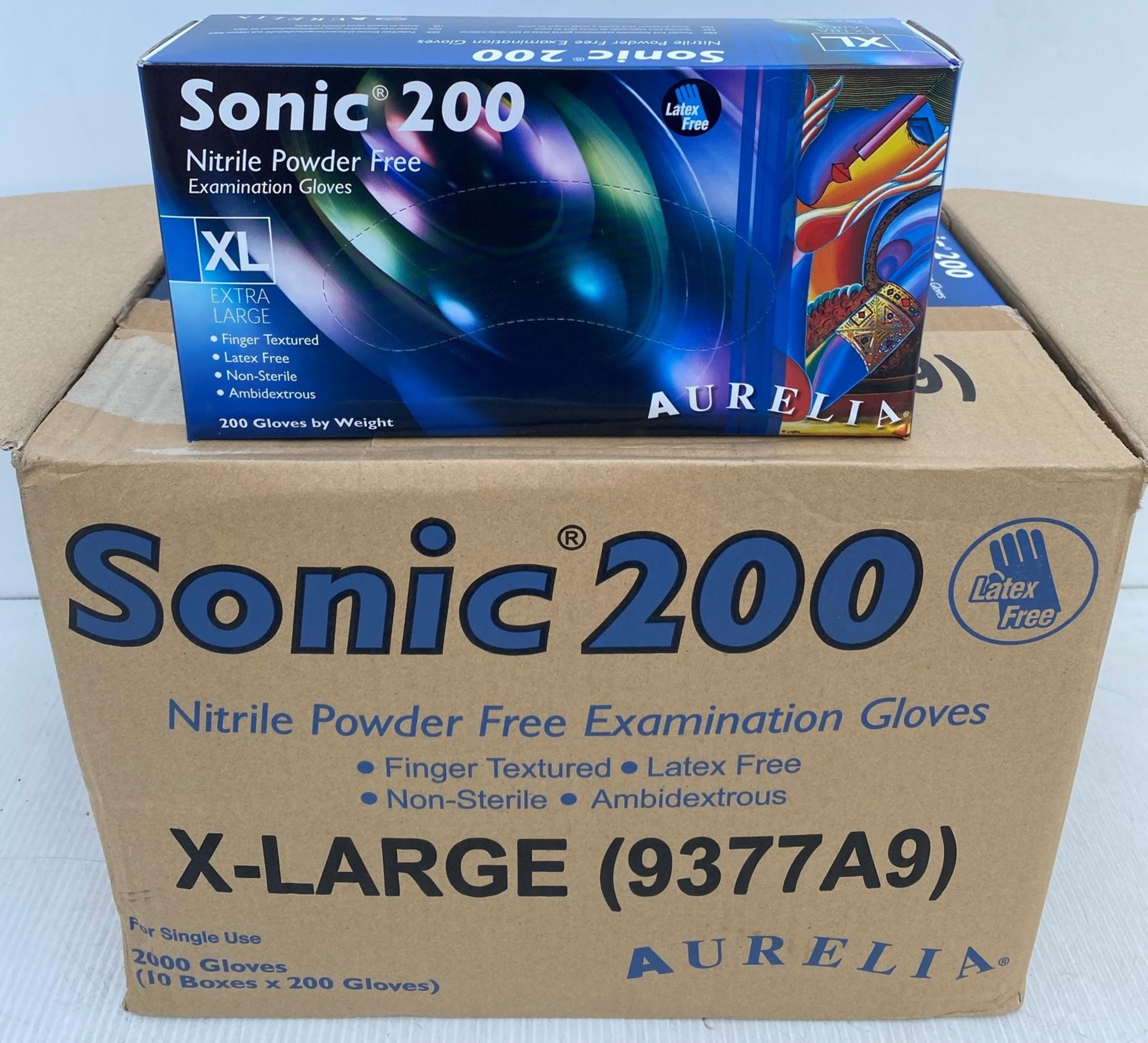10 x boxes of 200 x Aurelia Sonic 200 Nitrile Powder Free Examination Gloves - Size Extra Large -