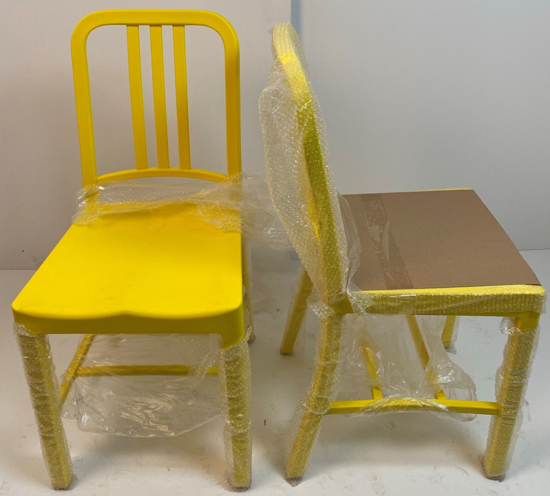 2 x Dining Chairs UK Ltd - PP Navy Chairs - Yellow Plastic Dining Chairs