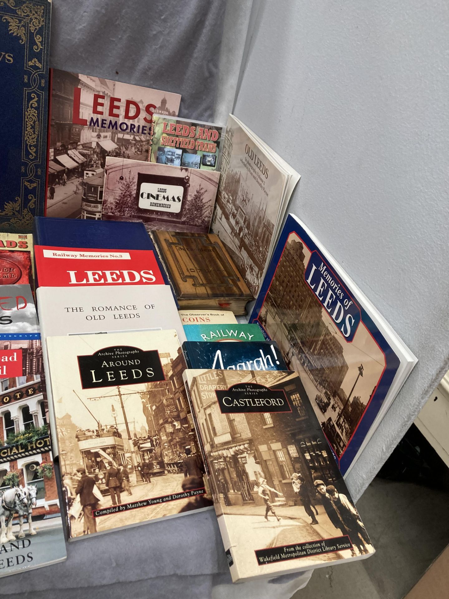 A cardboard box containing approximately thirty books relating to Leeds, railways, etc. - Image 4 of 7