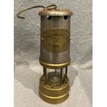 A British Coal Mining Company Wales UK Type Vale Aberaman Colliery brass and metal miner's lamp,