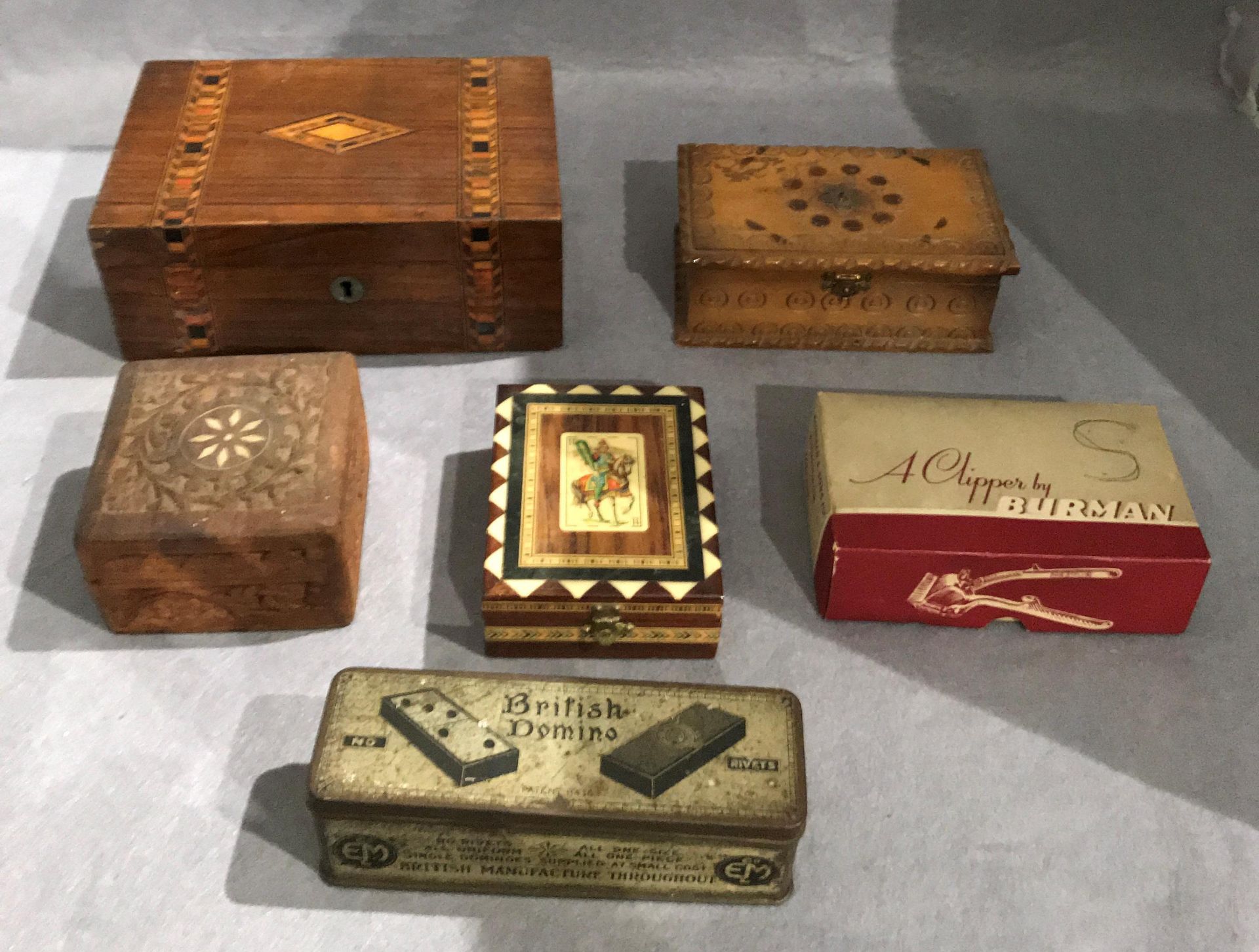 Three various small wooden boxes,