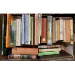 Contents to cardboard crate - thirty four hard and paperback books mainly relating to farming and