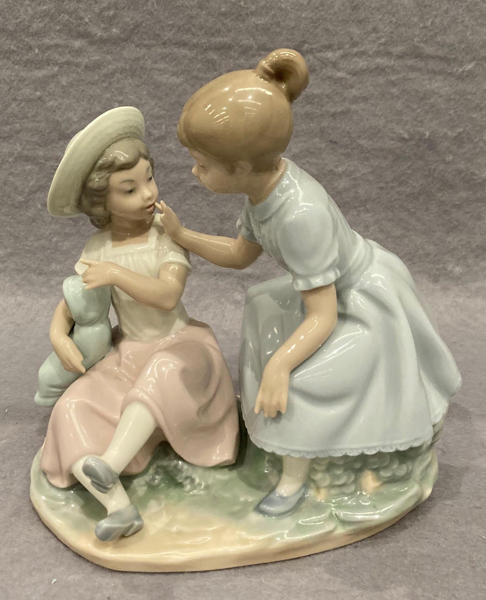 A Nao by Lladro porcelain group of two girls, one with baby, - Image 4 of 5