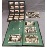 Two card albums, one containing postcards and newspaper articles - human interest and sport related,