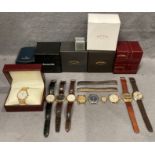 Contents to tray - ten watches and watch faces including a Rotary and five empty watch boxes -