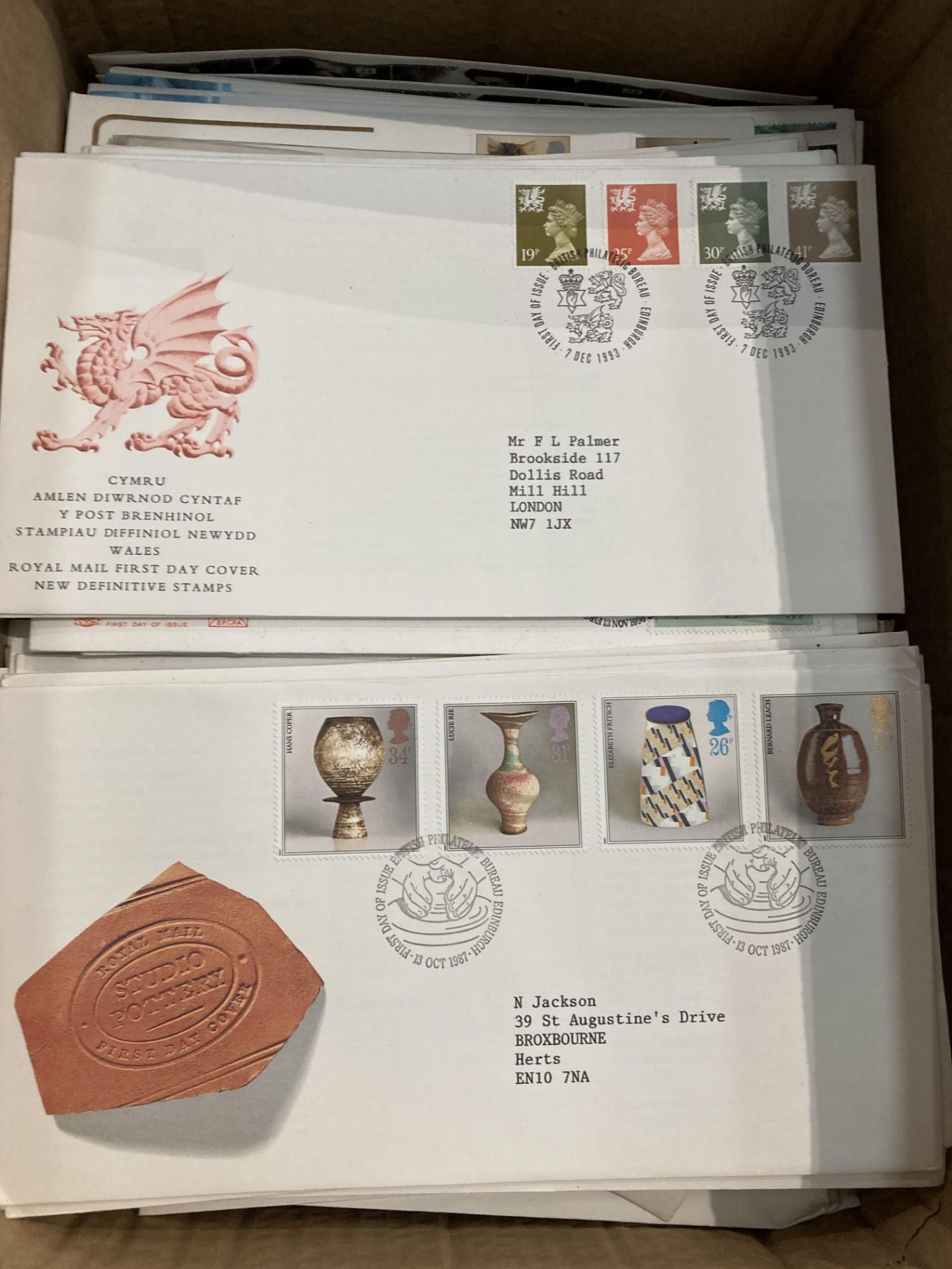 A plastic tray and a box containing a large quantity of assorted First Day Covers - Image 2 of 5