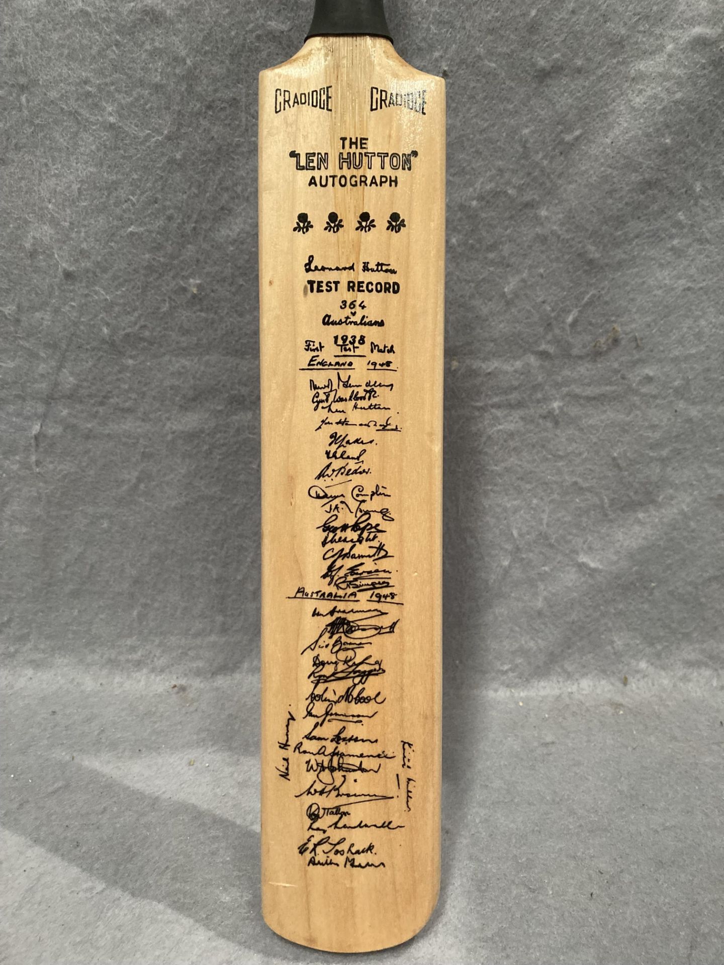 A Gradidge miniature cricket bat, the 'Len Hutton' autograph, - Image 2 of 3