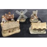 5 Cottages by David Winter - The Cobbler with box & certificate, Windmill, The Schoolhouse,