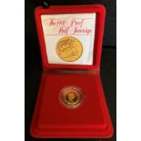 A Royal Mint 1980 Gold Proof Half-Sovereign in red case