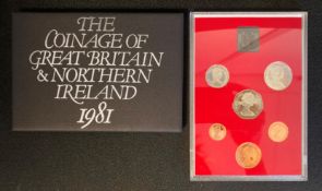A Royal Mint Coinage of Great Britain and Northern Ireland 1981 proof set in original black