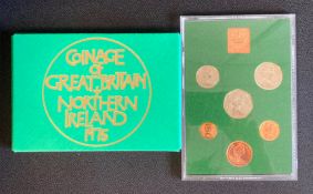 A Royal Mint Coinage of Great Britain and Northern Ireland 1975 proof set in original green