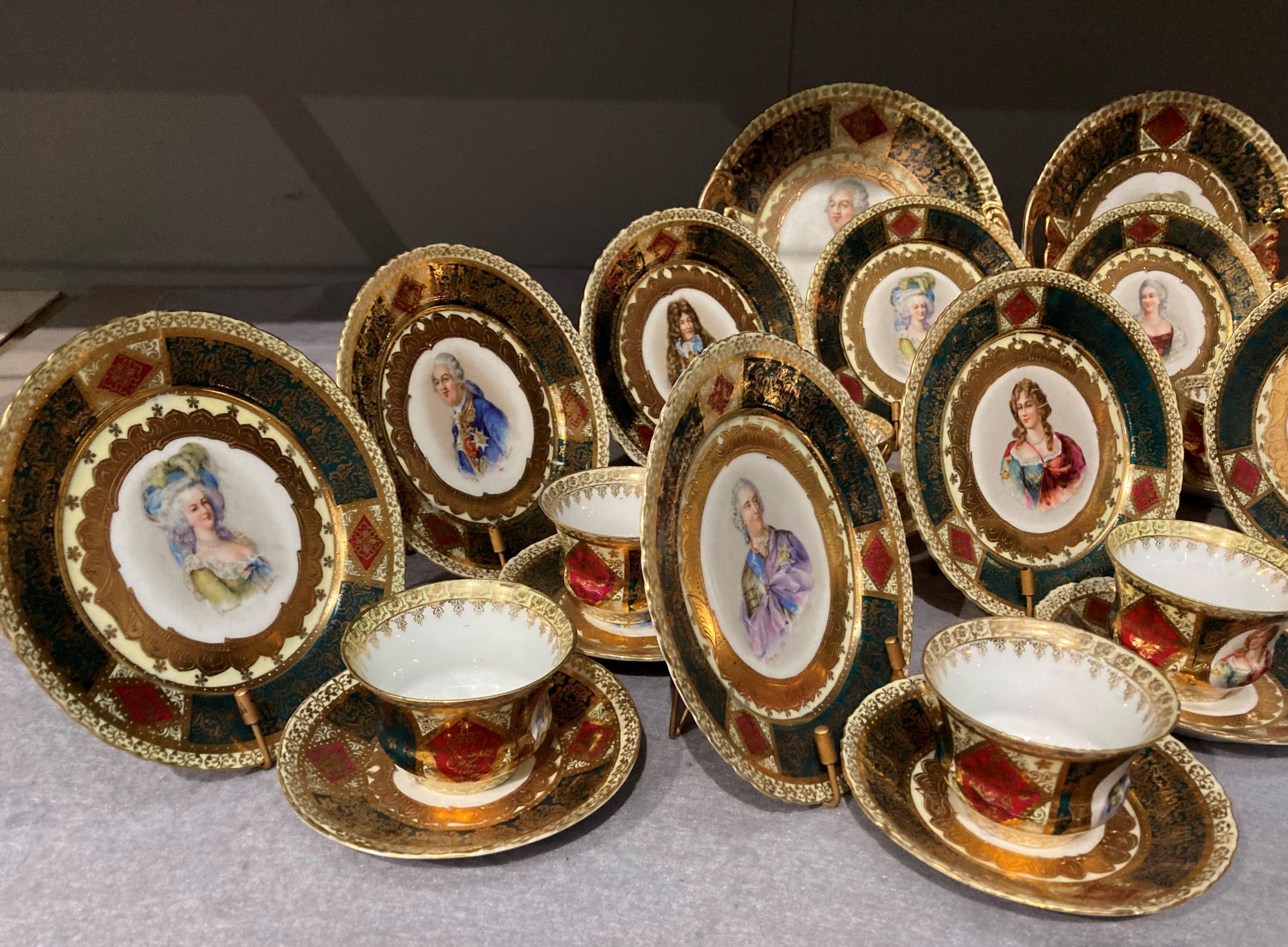 A Royal Vienna service of twelve cups and saucers, twelve side plates and two large plates, - Image 2 of 21