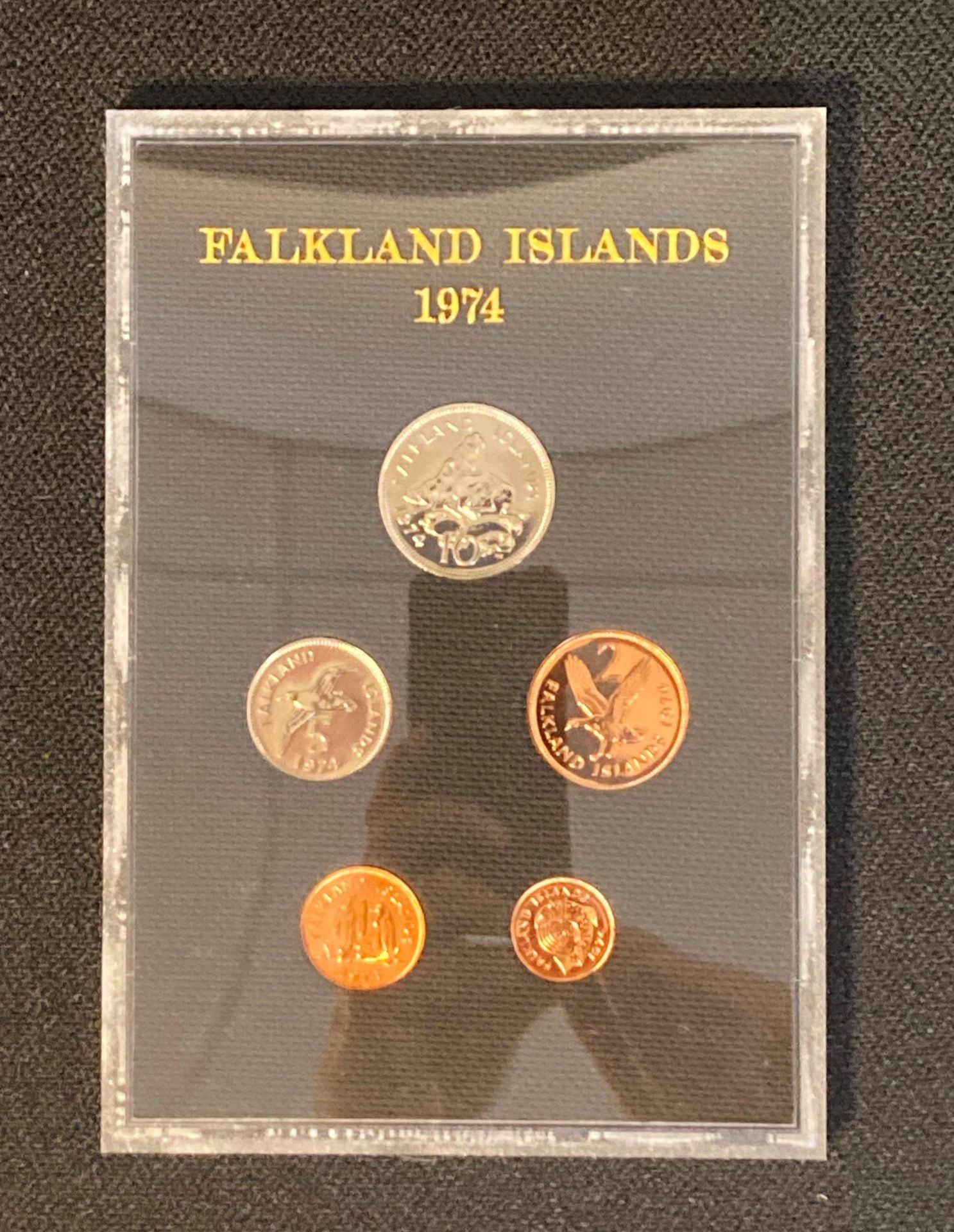 A Royal Mint Coinage of The Falkland Islands 1974 proof set in original blue envelope and sealed - Image 2 of 2