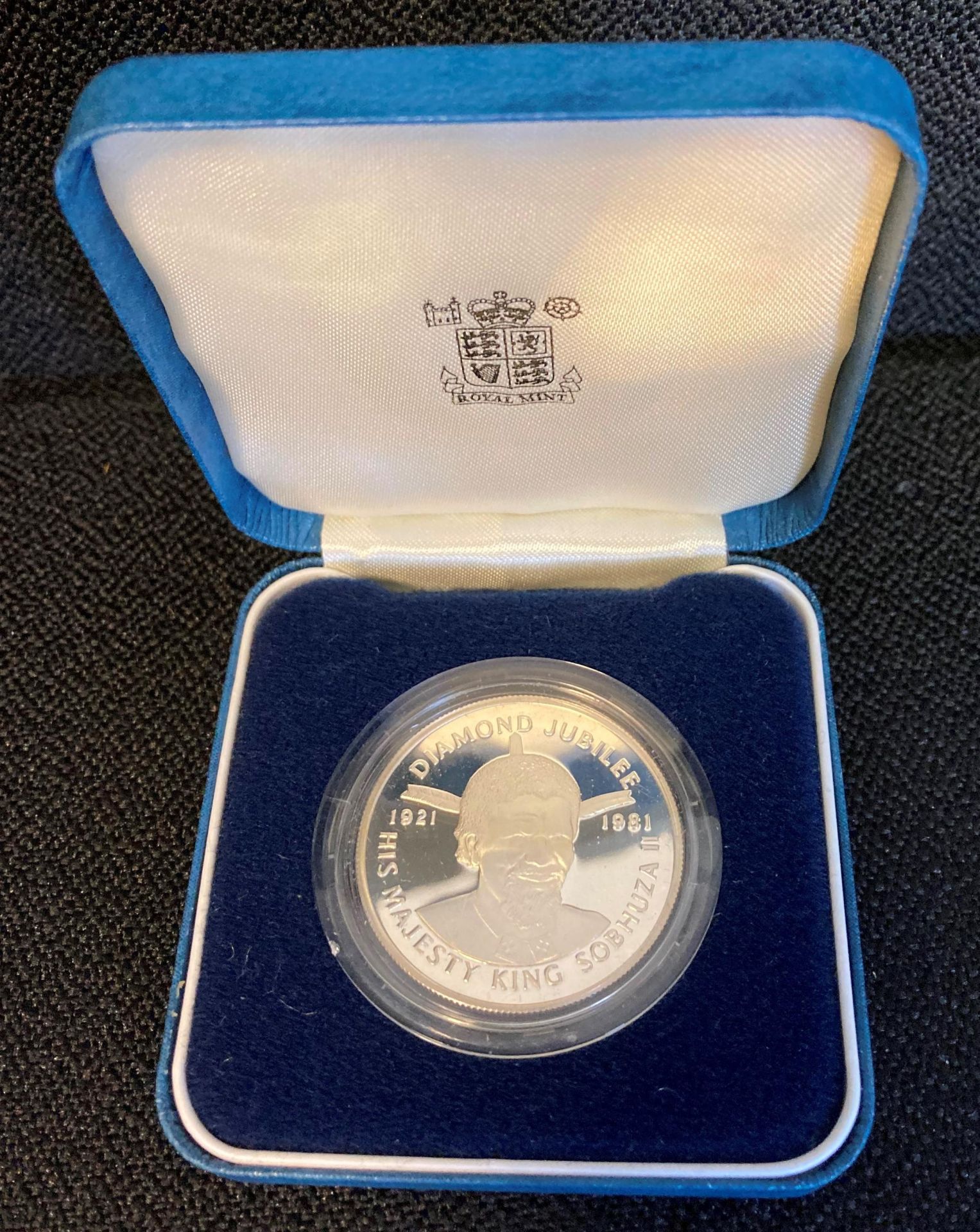 A Royal Mint Silver 25 Emalangeni Diamond Jubilee of King Sobhuza II 1981