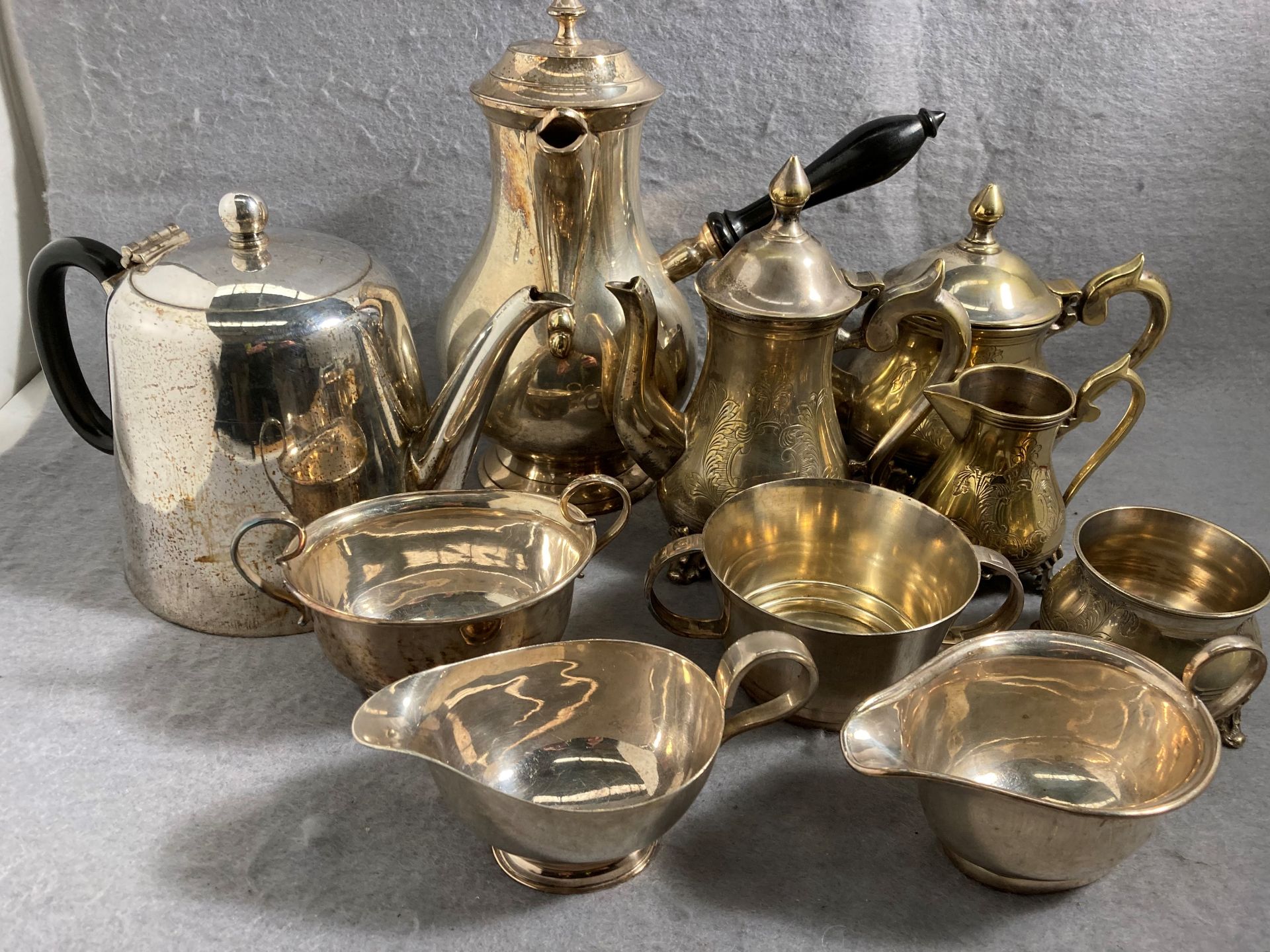A silver plated four piece tea service, hot chocolate jug, teapot, - Image 2 of 2