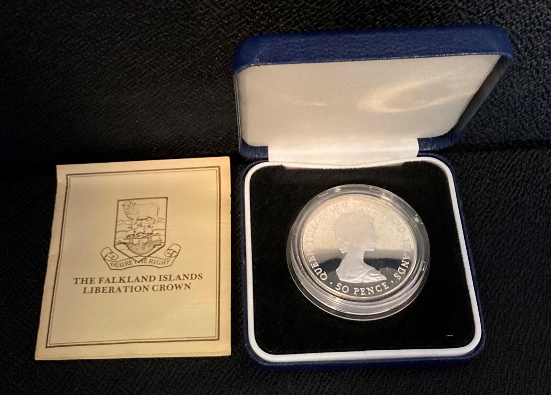 A Royal Mint 1982 The Falkland Islands Liberation Silver Crown 50 pence, - Image 2 of 2