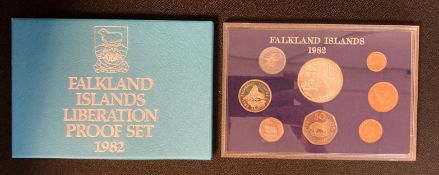 A Royal Mint Coinage of The Falkland Islands 1982 proof set in original light blue envelope and