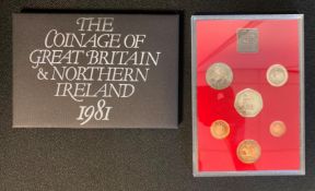 A Royal Mint Coinage of Great Britain and Northern Ireland 1981 proof set in original black