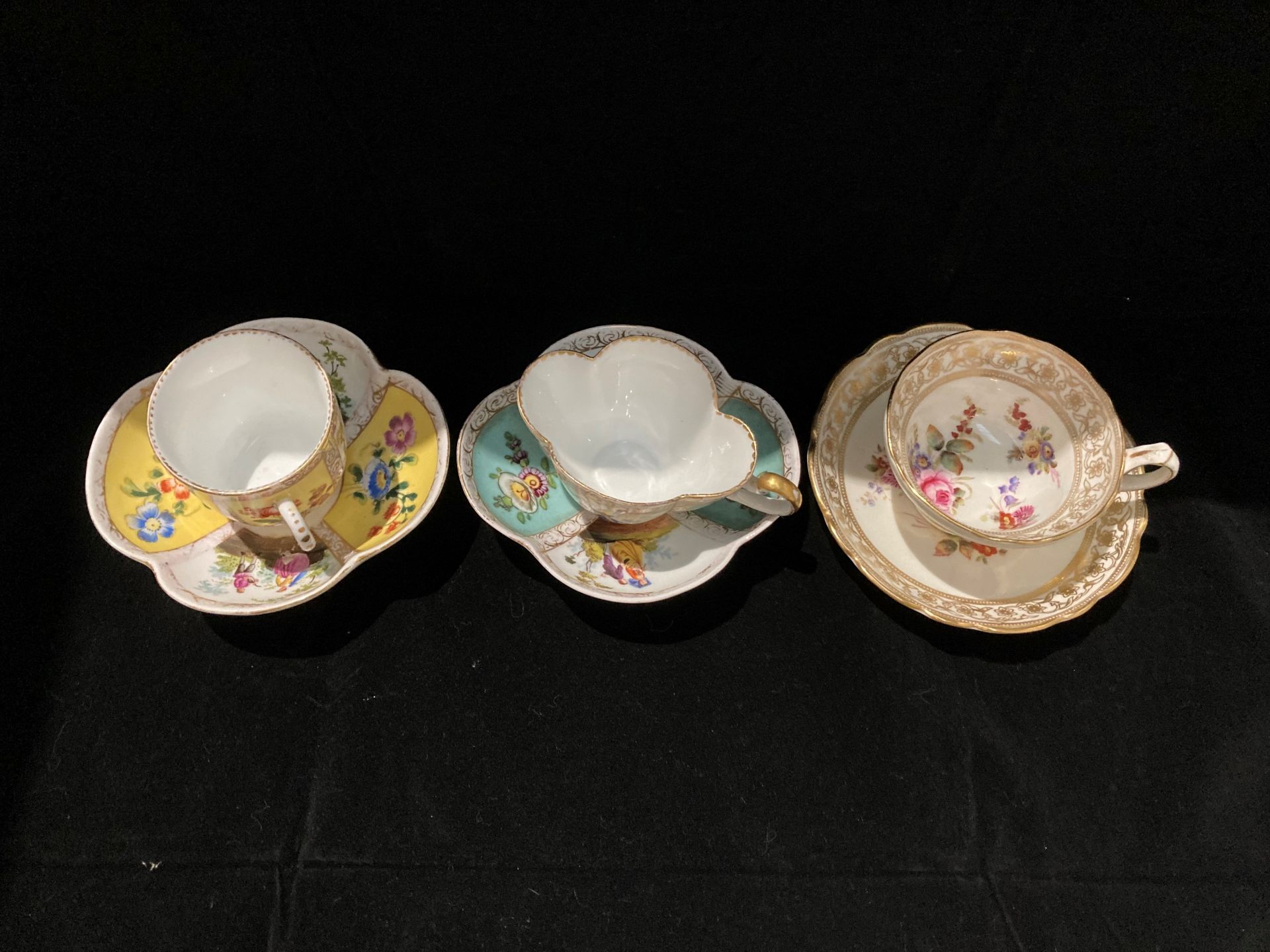 Three patterned cups and saucers - two Dresden and one Hammersley-Dresden sprays - Image 2 of 3