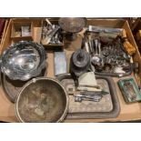 Contents to tray - plated trays, tea pot, stand, napkin rings, toast rack, plated cutlery, etc.