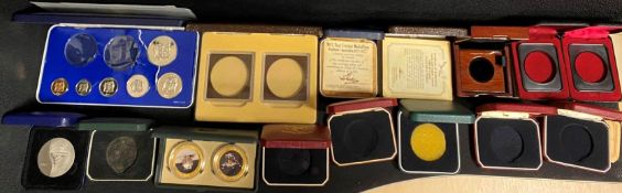 Assorted Coin Boxes - Mostly empty, 3 with coins inc.