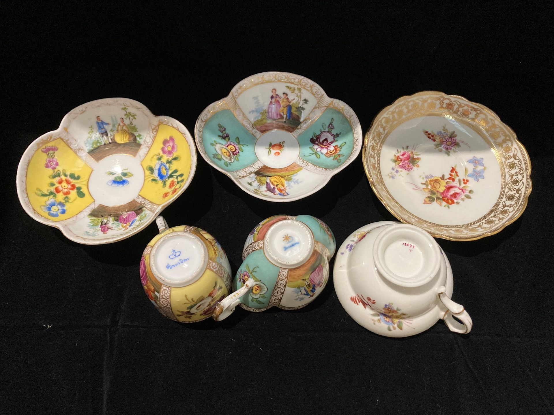 Three patterned cups and saucers - two Dresden and one Hammersley-Dresden sprays - Image 3 of 3