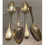 Two pairs of silver table spoons, total approximate weight 9.