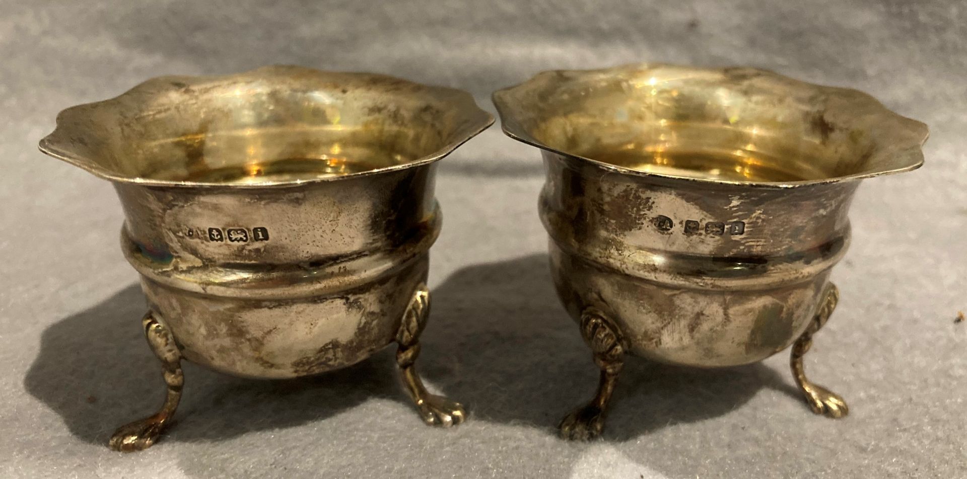 Two small silver salt cellars, total approximate weight 2. - Image 2 of 2