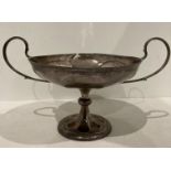A silver two handled bowl on centre stand, total approximate weight 17.