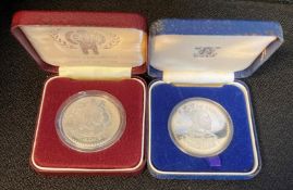A Kingdom of Lesotho 15 Maloti 1979 Silver coin together with a Kingdom of Lesotho 50 Maloti 1980