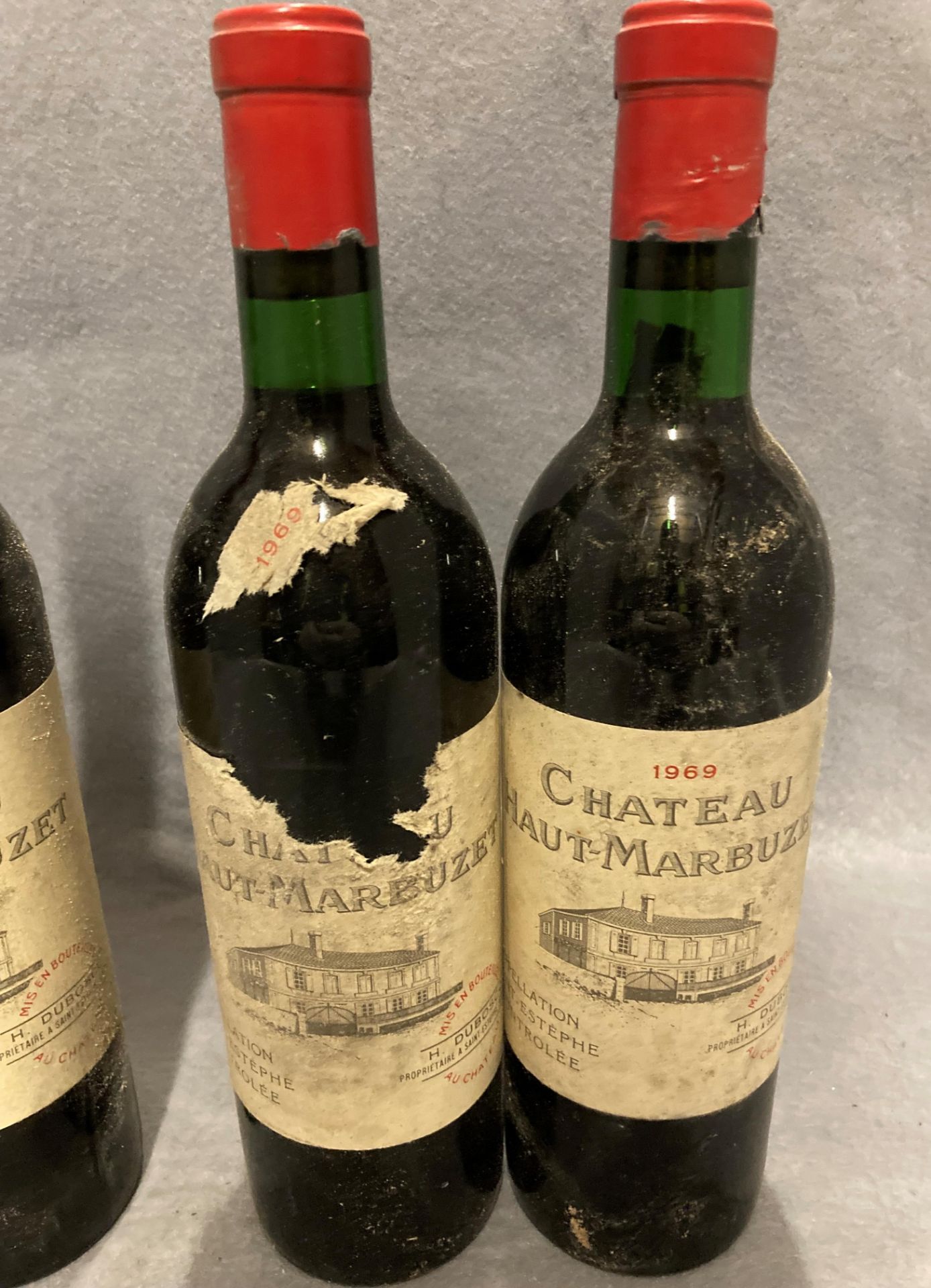 Four 75cl bottles of H Duboscq Chateau Haut-Marbuzet 1969 red wine - advised stored cellared - Image 3 of 3