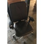 A brown leather finish office swivel armchair (Collect from Huddersfield) *Please note the final