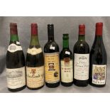 A collection of six bottles of red wine - 75cl.