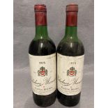 Two 73cl bottles of Gaston Hochar Chateau Musare 1975 red wine - advised stored cellared