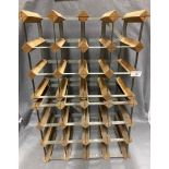 Two metal and wood 16 bottle wine racks - no contents