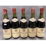 Five bottles of 75cl Heritage Salavert Recolte 1969 Grand Vin de France red wine - advised stored