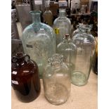 Ten various demijohn's and large glass jars