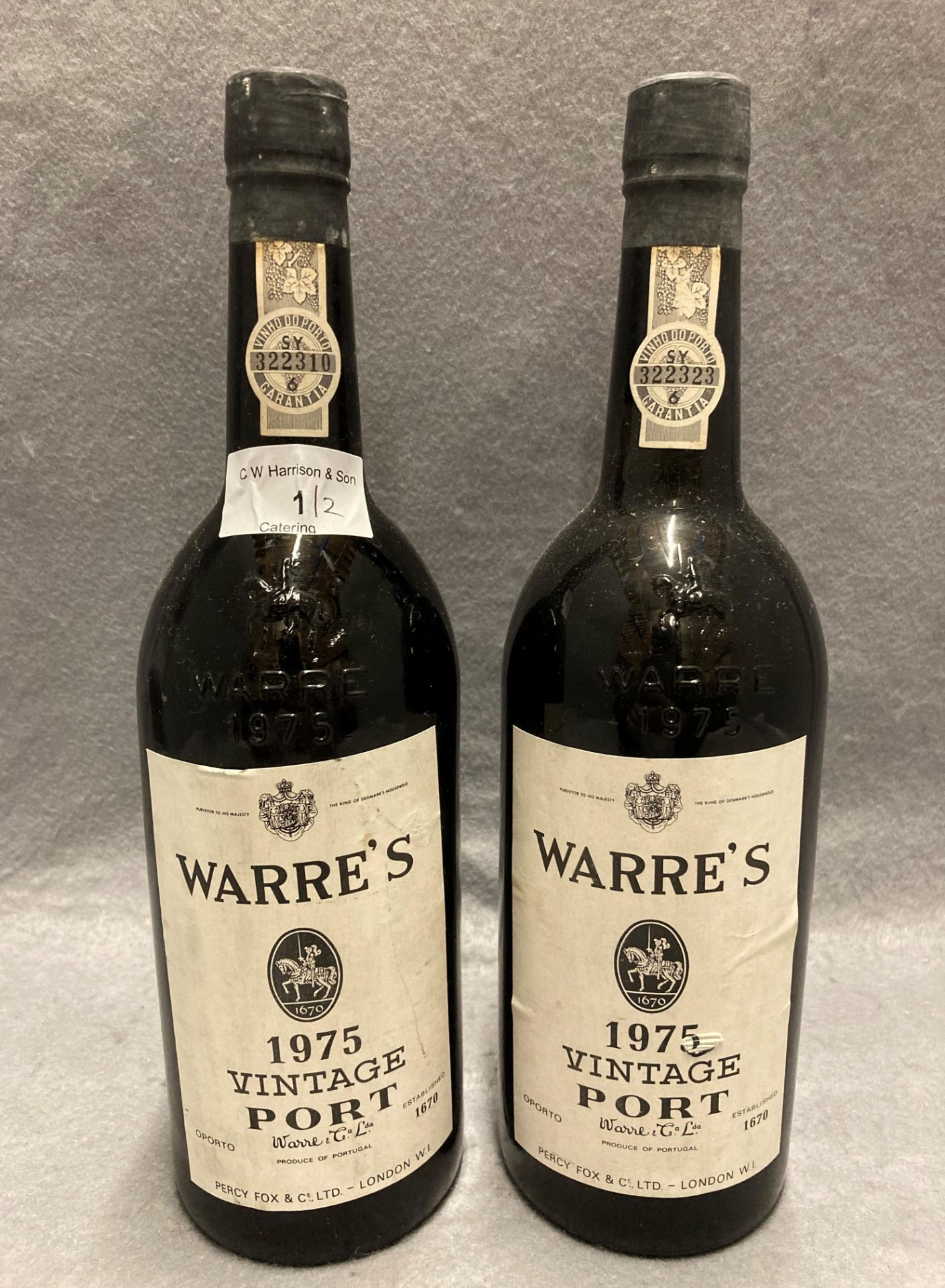 Two 75cl bottles of Warre's 1975 Vintage Port