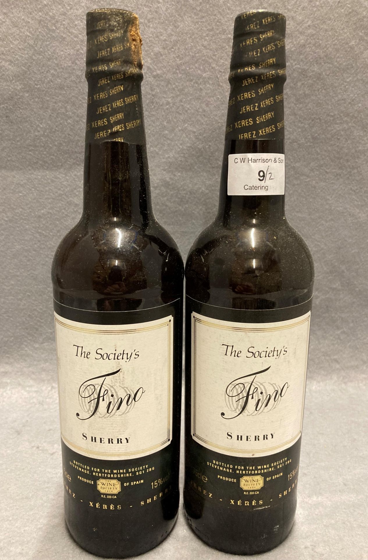 Two 75cl bottles of The Society's Fino Sherry