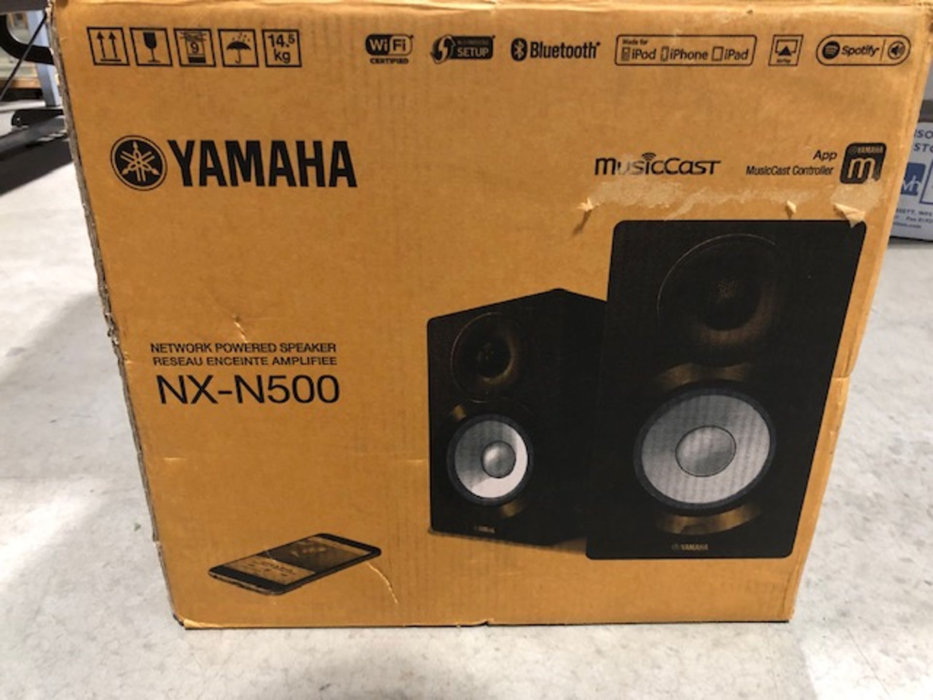 Pair of Yamaha NX-N500 MusicCast Speakers with black metal stands height of speaker 28cm, - Bild 3 aus 3