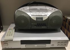 2 Items - Sony CFD-S200L CD Radio Cassette-Corder and Philips DVD 612S DVD/Video CD/CD Player